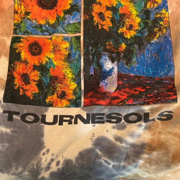 Claude Monet "Tournesols" Bouquet of Sunflower Art Tie-Dye T-Shirt Medium RARE - Picture 4 of 5